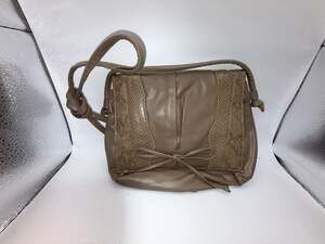 Vintage Jeny Sarne Taupe Leather and Snakeskin Shoulder Bag with Bow Detail